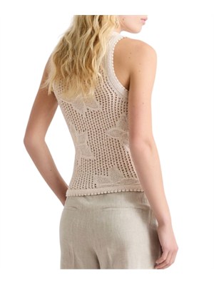 Gilet Marella in cotone beige punto rete jacquard in DONNA