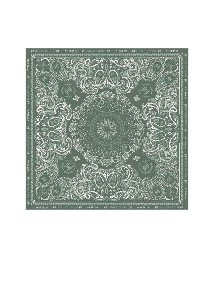 Foulard Marella in cotone verde stampa bandana
