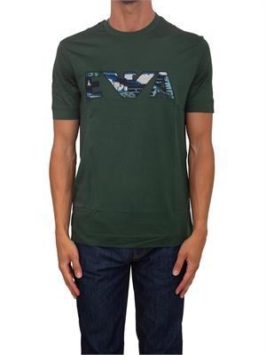 T-shirt Emporio Armani in cotone verde ricamo logo in UOMO