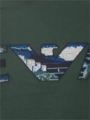 T-shirt Emporio Armani in cotone verde ricamo logo in UOMO