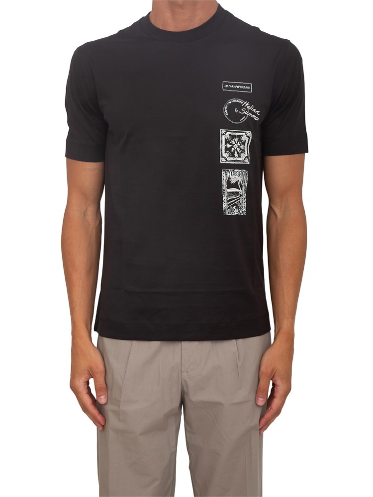 T-shirt Emporio Armani uomo in cotone nero e logo