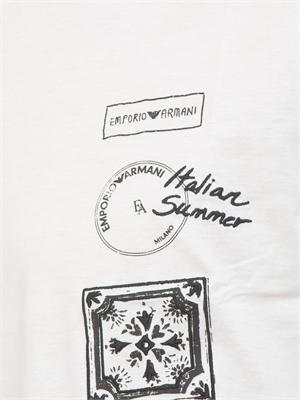 T-shirt Emporio Armani uomo in cotone bianco e logo in UOMO