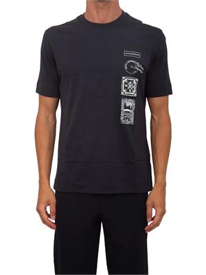 T-shirt Emporio Armani uomo in cotone blu e logo in UOMO