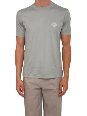 T-shirt Emporio Armani in tessuto verde con logo in UOMO