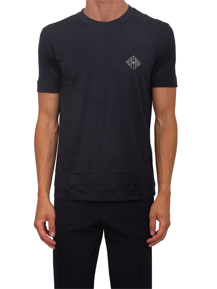 T-shirt Emporio Armani in tessuto blu con logo