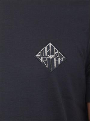 T-shirt Emporio Armani in tessuto blu con logo in UOMO