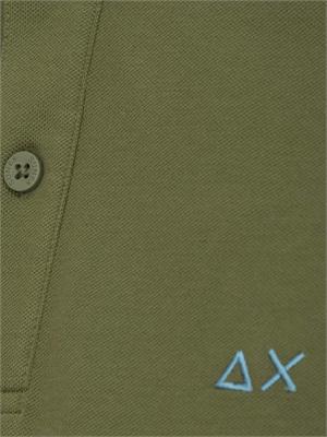 Polo SUN68 in piquet di cotone verde con profili in UOMO