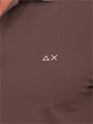 Polo SUN68 in cotone marrone con profili in UOMO