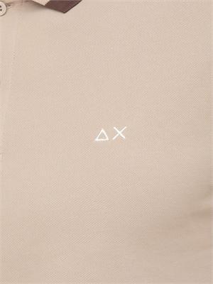 Polo SUN68 in piquet di cotone beige con profili in UOMO