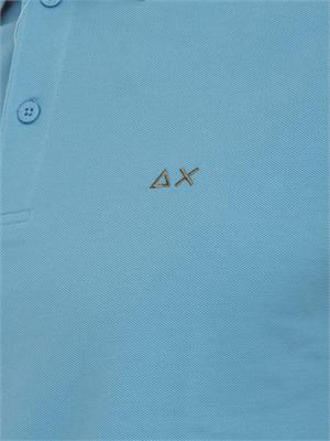 Polo SUN68 in piquet di cotone azzurro con profili in UOMO