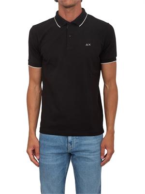 Polo SUN68 uomo in piquet di cotone nera in UOMO