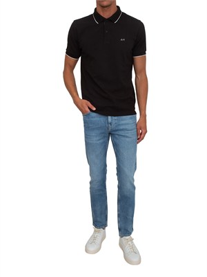 Polo SUN68 uomo in piquet di cotone nera in UOMO
