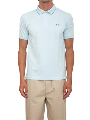 Polo SUN68 uomo in piquet di cotone azzurra in UOMO