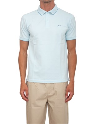 Polo SUN68 uomo in piquet di cotone azzurra in UOMO
