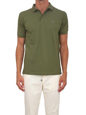 Polo SUN68 uomo in piquet di cotone verde in UOMO