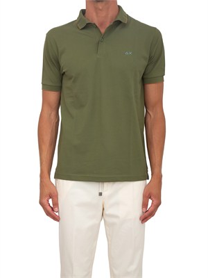 Polo SUN68 uomo in piquet di cotone verde in UOMO