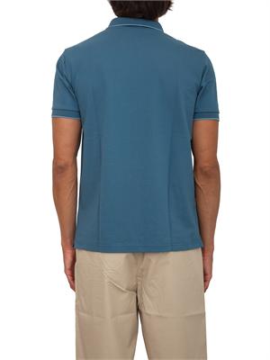 Polo SUN68 uomo in piquet di cotone blu in UOMO
