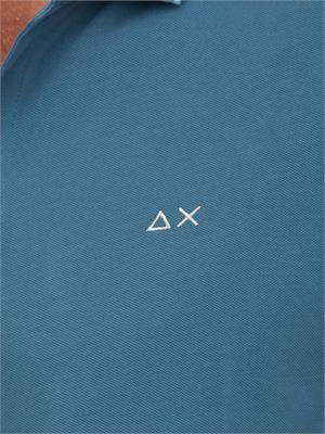 Polo SUN68 uomo in piquet di cotone blu in UOMO