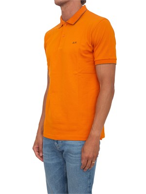 Polo SUN68 uomo in piquet di cotone arancione in UOMO