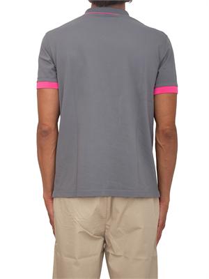 Polo Sun68 in piquet di cotone grigio con profili in UOMO