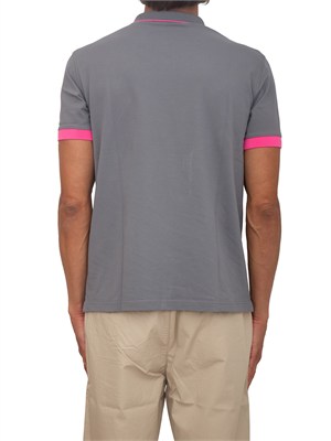 Polo Sun68 in piquet di cotone grigio con profili in UOMO