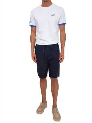 T-shirt Sun68 in piquet di cotone bianco in UOMO