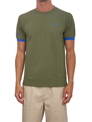 T-shirt Sun68 in piquet di cotone verde in UOMO