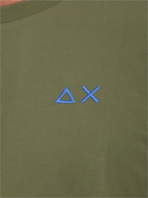 T-shirt Sun68 in piquet di cotone verde in UOMO