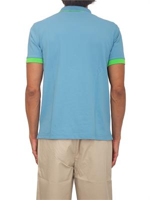 Polo Sun68 in piquet di cotone azzurro con profili in UOMO