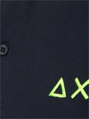 Polo SUN68 in piquet di cotone blu con profili in UOMO