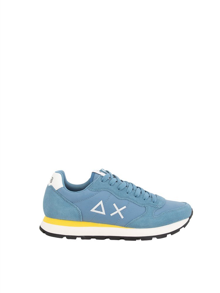 Sneaker Tom SUN68 in tessuto e pelle azzurre