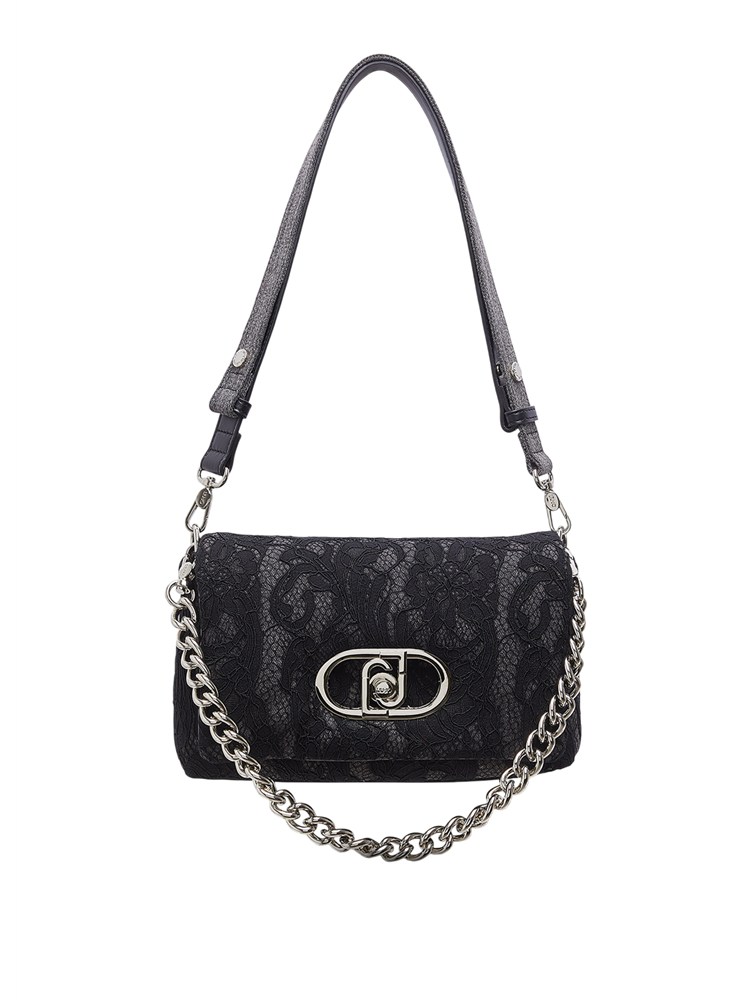 Borsa La Puffy Liu Jo in denim grigio e pizzo valencienne