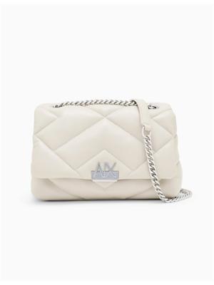 Borsa Armani Exchange in ecopelle bianco panna in DONNA