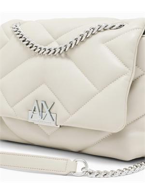 Borsa Armani Exchange in ecopelle bianco panna in DONNA