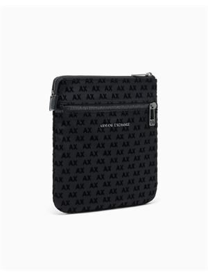 Borsello Armani Exchange in tessuto nero logo all over in UOMO