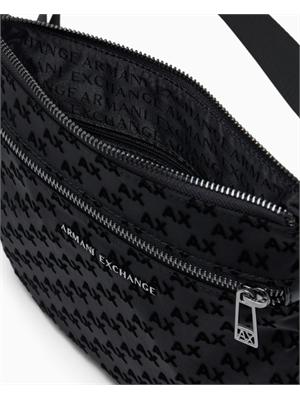 Borsello Armani Exchange in tessuto nero logo all over in UOMO