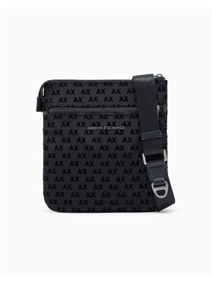 Borsello Armani Exchange in tessuto nero logo all over in UOMO