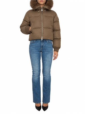 Piumino Piastraia Pinko in raso tecnico marrone in DONNA