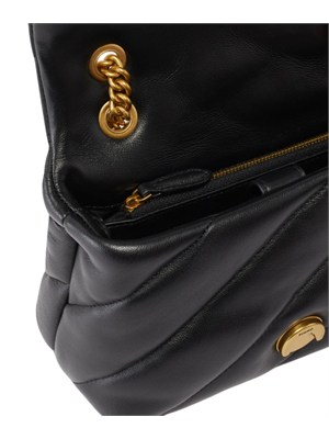 Borsa Pinko Mini Love Bag Puff in pelle nera e fibbia oro in DONNA