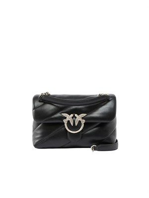 Borsa Love Bag Puff Pinko in pelle nera fibbia argento in DONNA