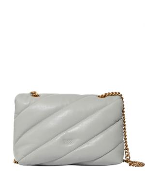 Borsa Love Bag Puff Pinko in pelle grigia fibbia oro in DONNA