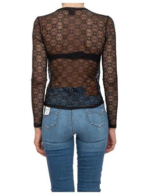 Maglietta top Rover Pinko in pizzo nero logo love birds in DONNA