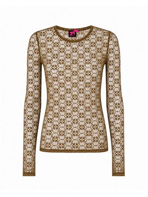 Maglietta top Rover Pinko in pizzo verde logo love birds in DONNA