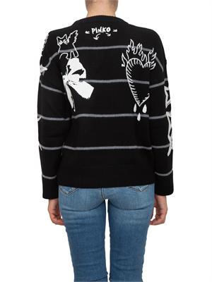 Maglia nera Nuovaandros Pinko in lana con ricami e scritte in DONNA