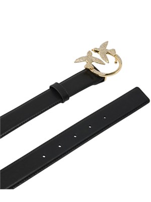 Cintura Pinko in pelle nera con fibbia oro in DONNA