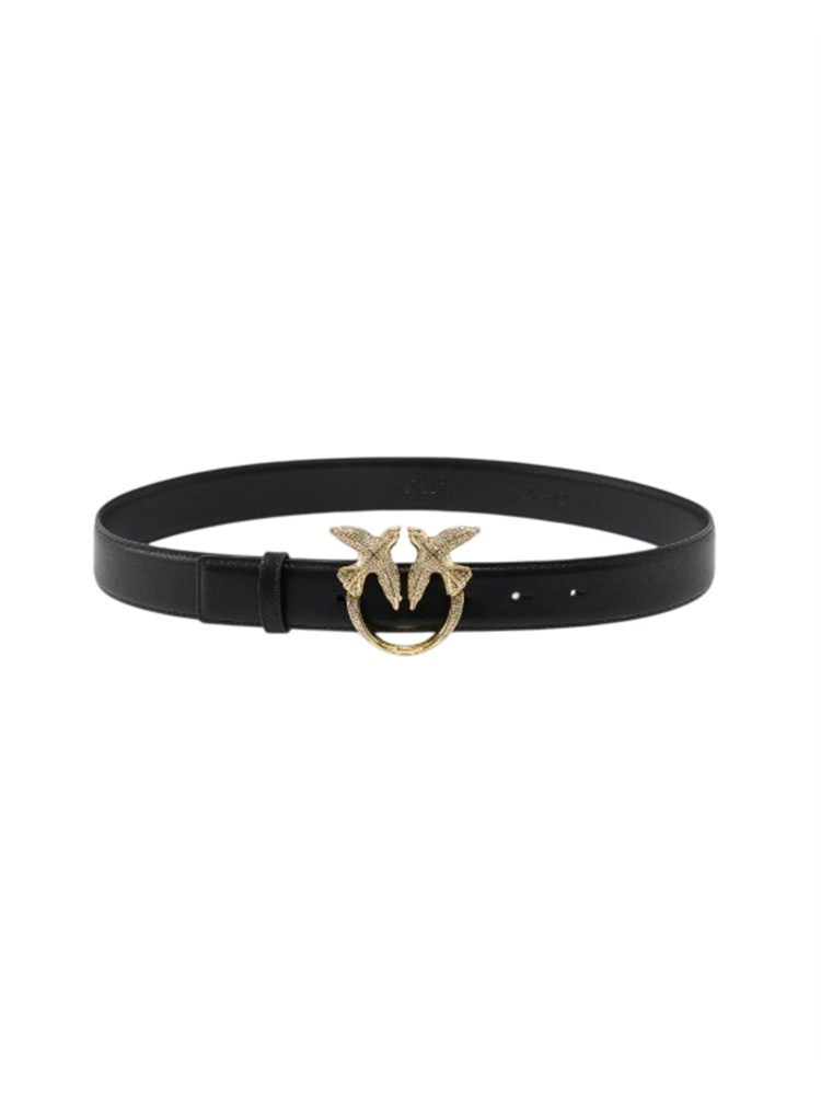 Cintura Pinko in pelle nera con fibbia oro