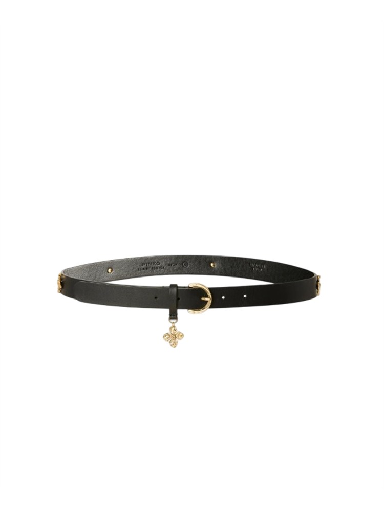 Cintura Pinko in pelle nera con fibbia oro