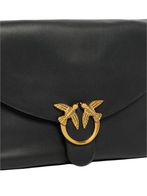 Borsa Pinko in pelle nera con fibbia Love Birds Cut in DONNA