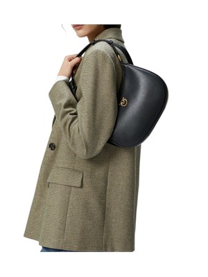 Borsa Pinko Mini Love Bag Half Moon in pelle nera in DONNA
