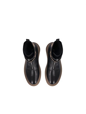Stivali Mia Pinko in pelle nera e fascia logo in DONNA